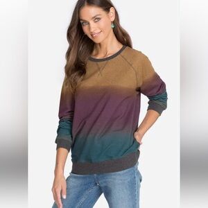 NWT Johnny Was Sunset Ombre Raglan Sweatshirt Size Large
